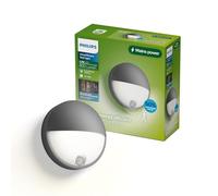 Applique da esterno Philips Capricorn IR, 800 lm, 2700 K, PowerShield, IP44 resistente alle intemperie, durevole, alluminio, sensore di movimento, LED integrato, grigio antracite