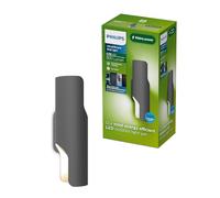 Applique da esterno Philips Fira, 800 lm, 2700 K, PowerShield, IP44 resistente alle intemperie, durevole, alluminio, design moderno, LED integrato, grigio antracite