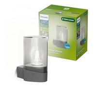Applique da esterno Philips Nayl, 840 lm, 2700 K, PowerShield, IP44 resistente alle intemperie, durevole, alluminio, design moderno, con lampadina LED UltraEfficient, grigio antracite