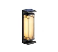 Applique da Esterno Solare Moderna a Led, in Acciaio Inossidabile Nero e Vetro, Verticale, Ip65, Antiruggine, con Accensione/Spegnimento Automatico, Ideale per Giardino, Patio, Veranda, Ingresso Di Vi