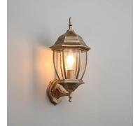 Applique da Esterno Stile Classico Vintage IP44, Lampada da Parete E27 in Alluminio e Vetro, Lanterna da Giardino per Ingresso Terrazza Facciata - 60W Max - Disponibile in 2 Misure (Bronzo, 360mm)