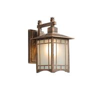 Applique da Esterno Tradizionale in Alluminio,Da a Lanterna Moderna in Stile Rustico con Vetro Temperato e Design a Griglia,Da Impermeabile per Portico, Giardino, Ingresso e Balc(Nera)/Ott