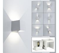 Applique da esterno Up and Down luci da esterno Applique LED da esterno, cono di luce orientabile, alluminio bianco, LED 5W 700Lm bianco caldo, LxPxH 10x10x10 cm