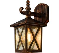 Applique da Esterno Vintage Lanterna E27 IP44 Alluminio Lampada, Rame Rosso | Paralume in Vetro, Corpo in Alluminio, Impermeabile IP44, Attacco E27, Senza Lampadina, Lampada per Giardino Terrazzo Balcone