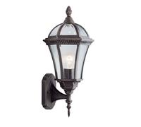 Applique Da Esterno Vintage Lato Alto Capri Alluminio Marrone Vetro 1 Luce E27