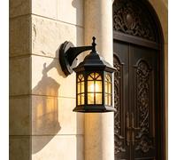 Applique da esterno vintage rotonda con luce rivolta verso il basso | Richiede 1 lampadina E27 (non inclusa) | Grado di protezione IP23 per esterni | Applique cilindrica da giardino/patio in metallo e