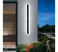 Applique da Giardino per Esterni con sensore di Movimento, LED Nero, Lunga, IP67, Luce Bianca Calda, Ideale per Esterni, portici, balconi e Garage (120 cm, Luce Bianca)