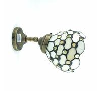 Applique da interno in ottone con paralume Tiffany bianco con gocce orientabile [EEK: A+++]