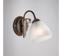 Applique da muro in ferro laccato marrone con decorazione oro antico FORGIATO Dimensione 23x23xh 20 cm sfere in Vetro alabastro bianco 1 luce marrone