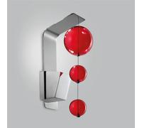 Applique da muro solida base inox a taglio laser Bolero Dimensioni 10x15x h 31 cm G10 1 x Max 500 Watt 1,0 kg e diffusori con sfere in vetro cristallo Rosso rosso