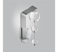 Applique da muro solida base inox a taglio laser Bolero Dimensioni 10x15x h 31 cm G10 1 x Max 500 Watt 1,0 kg e diffusori con sfere in vetro cristallo trasparenti trasparente