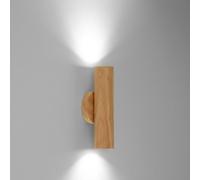 Applique da parete a 2 luci con movimento verso l'alto e verso il basso, in legno rustico, a cilindro, dimmerabile, a LED, stile vintage/country, ideale per comodino, camera da letto, corridoio, scale