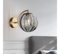 Applique da Parete a Forma di Globo in Vetro fumé, Moderna Lampada da Comodino in Ottone, Applique da Parete in Stile Industriale Vintage, Applique Decorativa da Parete per Camera da Letto,