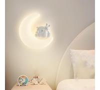 Applique da parete a forma di luna, per cameretta dei bambini, con cavo, a forma di coniglio e orso, a forma di animale, luce notturna per cameretta dei bambini, lampada da parete moderna nordica per
