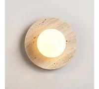 Applique da Parete a Globo Nordico, Lampada da Parete in Pietra Naturale, Lampada da Parete Rotonda con Sfera in Vetro Bianco, Applique da Soggiorno, Illuminazione da Parete per Interni, lam