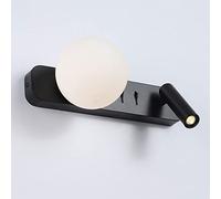 Applique da Parete a Globo Regolabile con Interruttore, lampade da Lettura da Comodino focalizzate, faretti da Parete a LED per testiera in Vetro, per Camera da Letto e Hotel (Nero)