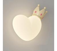 Applique da parete a LED bianco latte nordico con cuori e corona carini, luce notturna dimmerabile for camera da letto delle ragazze, lampada da parete for bambini, comodino, testiera, bagno, corridoi