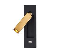 Applique da parete a LED color oro antico, faretto da lettura da comodino nero, lampada da parete girevole da incasso con porta USB e interruttore, lampada da parete per corridoio, soggiorno, comodin