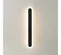 Applique da Parete a LED con Barra Lunga, Moderna, Nera, per Esterni, con Angoli arrotondati, in Acrilico Bianco, IP65, per Esterni, lampade da Parete per Portico, Giardino, Patio, Garage