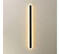 Applique da Parete a LED con Barra Lunga, Moderna, Nera, per Esterni, con Angoli arrotondati, in Acrilico Bianco, IP65, per Esterni, lampade da Parete per Portico, Giardino, Patio, Garage