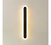 Applique da Parete a LED con Barra Lunga, Moderna, Nera, per Esterni, con Angoli arrotondati, in Acrilico Bianco, IP65, per Esterni, lampade da Parete per Portico, Giardino, Patio, Garage