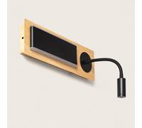 Applique da Parete a LED con Luce da Lettura in Metallo e Legno Adalia