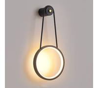 Applique da Parete a LED con Sfondo da Comodino, Lampada da Parete Minimalista nordica, Design ad Anello Circolare, luci da Parete, Applique da Parete in Metallo e Silicone per corridoio, Scale