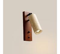 Applique da Parete a LED in Noce Nordico, Pietra Naturale, Marmo, Lampada da Comodino, Luce di Lettura Regolabile, dimmerabile, Moderna, in Legno, Rustica, per Camera da Letto, SOG