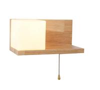 Applique da Parete a LED in Stile Giapponese, in Legno massello, E27, Moderna e Minimalista, nordica, con Interruttore a Cavo, per Interni, Comodino, Camera da Letto, Soggiorno