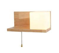 Applique da Parete a LED in Stile Giapponese, in Legno massello, E27, Moderna e Minimalista, nordica, con Interruttore a Cavo, per Interni, Comodino, Camera da Letto, Soggiorno