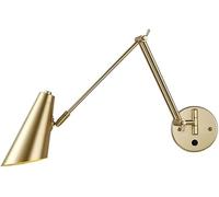 Applique da Parete a LED Industriale Vintage con Braccio Girevole, Interruttore dimmerabile, Luce Lunga Regolabile in Oro, Lampada da Lettura Nera, Stile Fattoria, Lampada cablata,
