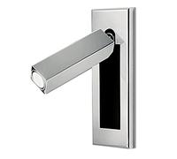 Applique da Parete a LED, Lampada da Lettura, portalampada Quadrato in Metallo, faretto, Moderno, da Comodino, da Incasso, con Interruttore Nascosto, Girevole a 90°, Pieghevole