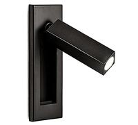 Applique da Parete a LED, Lampada da Lettura, portalampada Quadrato in Metallo, faretto, Moderno, da Comodino, da Incasso, con Interruttore Nascosto, Girevole a 90°, Pieghevole