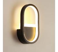Applique da Parete a LED Moderna, Illuminazione Decorativa per Interni, Design Minimalista Astratto Ovale ad Anello, Finitura Nera, 16 W LED Loop Bianco Caldo, Lampada contemporanea per sogg
