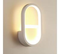 Applique da Parete a LED Moderna, Illuminazione Decorativa per Interni, Design Minimalista Astratto Ovale ad Anello, Finitura Nera, 16 W LED Loop Bianco Caldo, Lampada contemporanea per sogg
