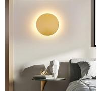 Applique da Parete A LED Moderna Oro 3000k Illuminazione da Parete Rotonda Bianca Calda Disco per Interni Decorare Le Lampade per Corridoi Lampada da Comodino Circolare Nera da, Gold, 10"/25cm