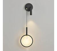 Applique da Parete a LED Nera, Semplice Lampada da Parete a Tubo Lungo in Acrilico, 36 W, Forma ad Anello, apparecchio di Illuminazione per la casa, Regolabile 3000 K/4000 K/6000 K, Lampada da pa