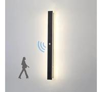 Applique da Parete a LED per Esterni con sensore di Movimento, Lampada da Parete Impermeabile, Lunga Striscia, Applique da Parete in Alluminio Nero, Moderna per Giardino, Villa, Veranda, terrazze