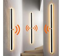 Applique da Parete a LED per Interni con sensore di Movimento, Moderna e Minimalista, Lunga Lampada da Parete in Acrilico Nero per Interni, Parete del Portico, Soggiorno, Bagno, Porta d'ingresso,