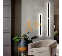 Applique da Parete a LED per Interni con sensore di Movimento, Moderna e Minimalista, Lunga Lampada da Parete in Acrilico Nero per Interni, Parete del Portico, Soggiorno, Bagno, Porta d'ingresso,