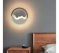 Applique da Parete a LED per Interni da 18 W per Soggiorno, Moderna Lampada da Comodino in Bianco e Nero, Design Montagne Bianco Caldo, Lampada da Parete Rotonda per Camera da Letto, Scale, Corri