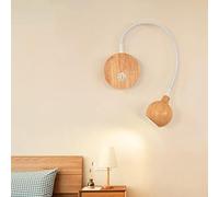Applique da Parete a LED per Interni, Lampada da Lettura in Legno con Interruttore, faretto 4500K, Applique da Parete Flessibile a Collo di Cigno, Illuminazione da Parete Girevole a 360° per Came