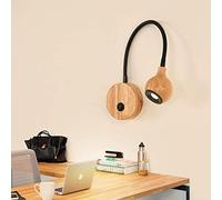 Applique da Parete a LED per Interni, Lampada da Lettura in Legno con Interruttore, faretto 4500K, Applique da Parete Flessibile a Collo di Cigno, Illuminazione da Parete Girevole a 360° per Came