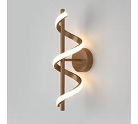 Applique da Parete a Spirale per interni Moderna Lampada da Parete a LED 12W Legno Lampada da comodino Dimmerabile a 3 Colori Design a Venature di Legno Lampada da Muro in Metallo Lampada Curva