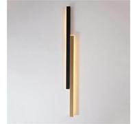 Applique da Parete a Striscia Lunga, Moderna e Semplice Lampada da Parete lineare a LED dimmerabile a 3 Colori per Soggiorno, Camera da Letto, Comodino, corridoio (Nero e Oro, 40 cm/15,74 po