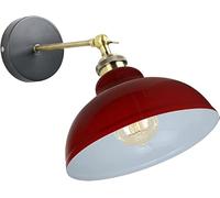 Applique da parete a tensione continua, lampade da parete per interni vintage E27, applique da parete in metallo per camera da letto, soggiorno, cucina, corridoio, ristorante, bar (Rosso + Lampadina)