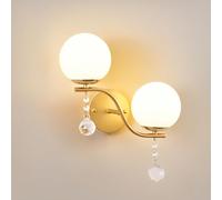Applique da Parete, Applique da Parete a Sfera a 2 Fiamme per Interni E27, Applique da Parete in Oro con Lampada a Sospensione in Metallo con Applique da Parete a Sfera per soggio