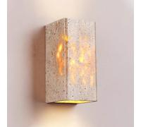 Applique da parete Art Déco in travertino giallo naturale | Lampada da comodino giapponese Wabi-Sabi, attacco G9, luci da parete per illuminazione d'atmosfera per scale, camera da letto, ingresso