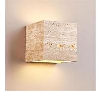 Applique da parete Art Déco in travertino giallo naturale | Lampada da comodino giapponese Wabi-Sabi, attacco G9, luci da parete per illuminazione d'atmosfera per scale, camera da letto, ingresso
