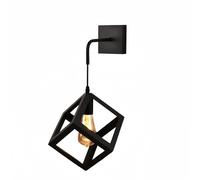 Applique da Parete Attacco E27 Design Cubico Nero Bianco Stile Vintage 170x170mm [EEK: A]